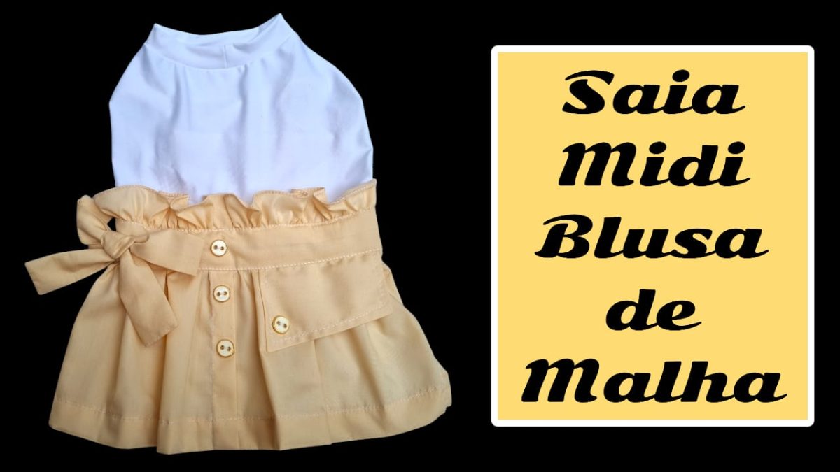 Saia Midi com Blusa em Malha